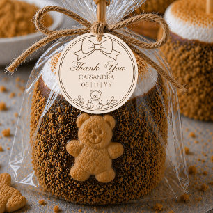 Personalised Teddy Bear Bow Baby Shower Sticker