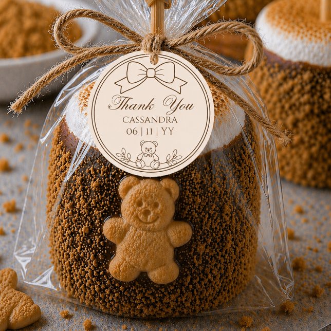 Personalised Teddy Bear Bow Baby Shower Sticker (Creator Uploaded)