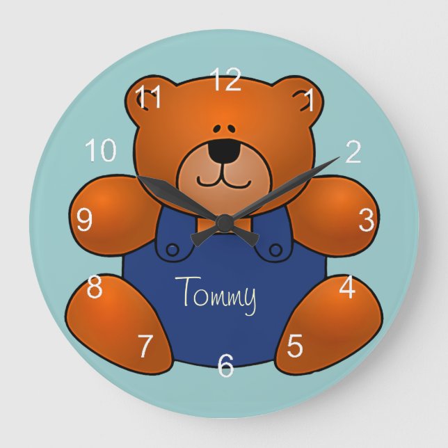 Personalised Teddy Bear Design Wall Clock (Front)