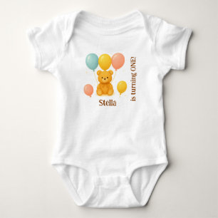 Personalised Teddy Bear First Birthday Baby Bodysuit