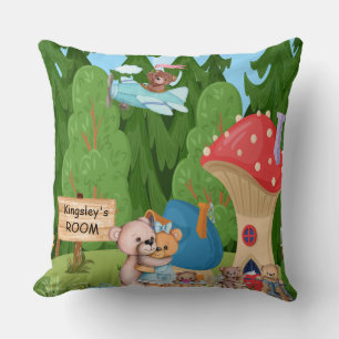 Personalised Teddy Bear Picnic Village Cushion