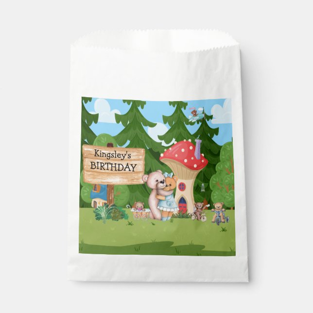 Personalised Teddy Bear Picnic Village Favour Bag (Front)