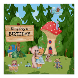 Personalised Teddy Bear Picnic Village Poster