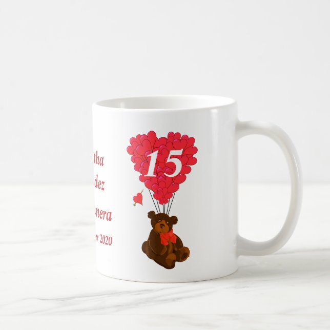 Personalised teddy bear Quinceanera Coffee Mug (Right)