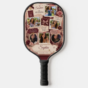 Personalised Teen Girl 6 Photo Collage Birthday Pickleball Paddle