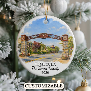 Personalised Temecula Ornament, Custom California Ceramic Ornament