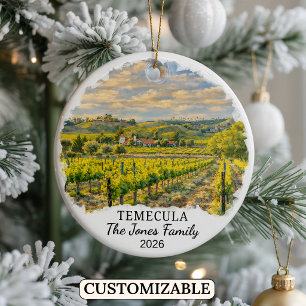 Personalised Temecula Ornament, Custom California Ceramic Ornament