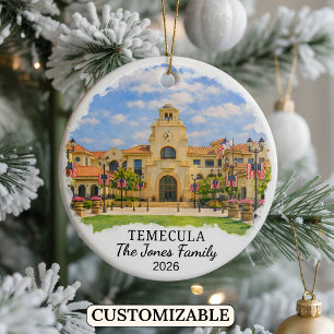 Personalised Temecula Ornament, Custom California Ceramic Ornament