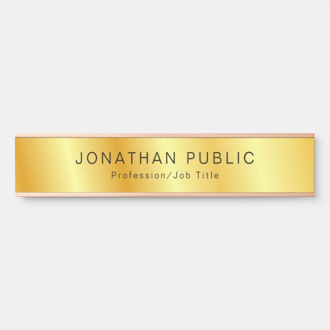 Personalised Template Faux Gold Elegant Modern Door Sign (Front)