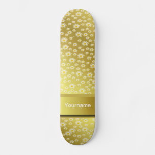 personalised, template, flower, bloom, gold, skateboard