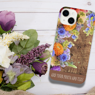 Personalised template flowers and wood iPhone 14 case