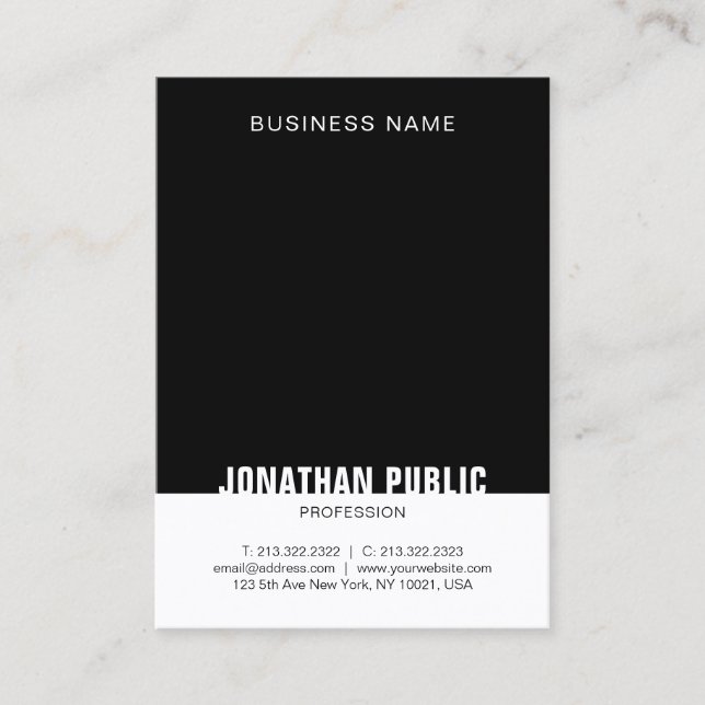 Personalised Template Modern Black And White Business Card (Front)