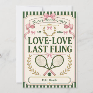 Personalised tennis bachelorette party green beige invitation