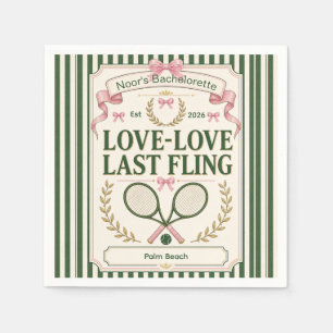 Personalised tennis bachelorette party green beige napkin