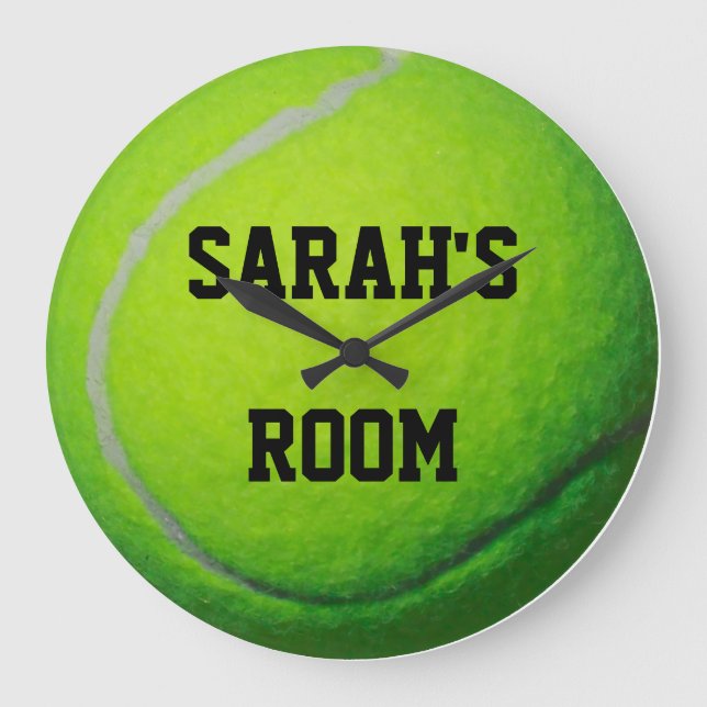 Personalised Tennis Ball Large Wall Clock (Front)