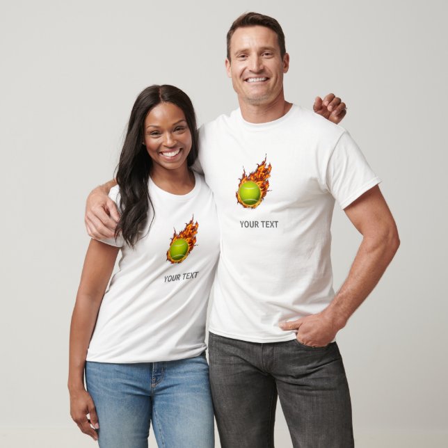Personalised Tennis Ball on Fire Tennis Theme Gift T-Shirt (Unisex)