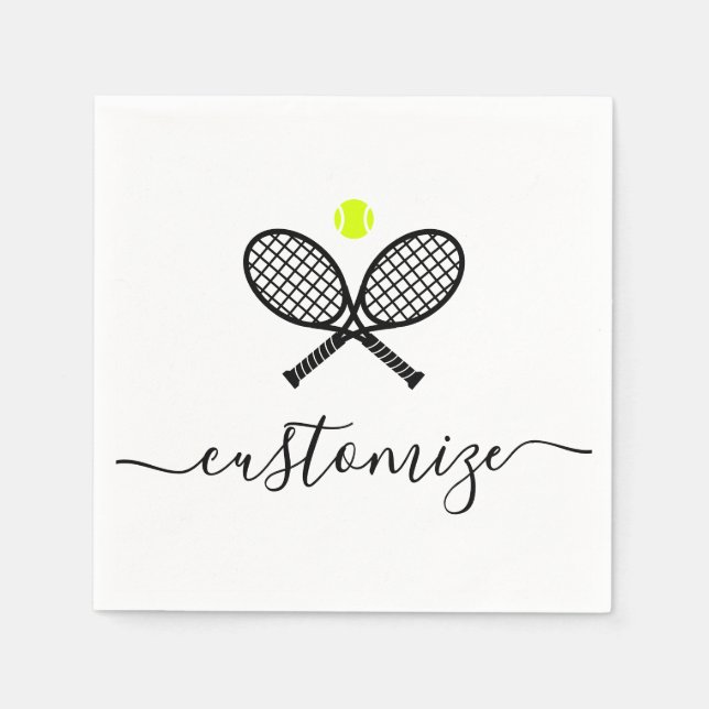 Personalised Tennis Ball Racket Party Banquet  Napkin (Front)