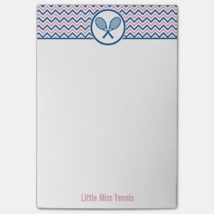 Personalised Tennis & Blue and Pink Chevron Design Post-it Notes