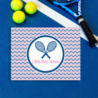 Personalised Tennis & Blue and Pink Chevron Design