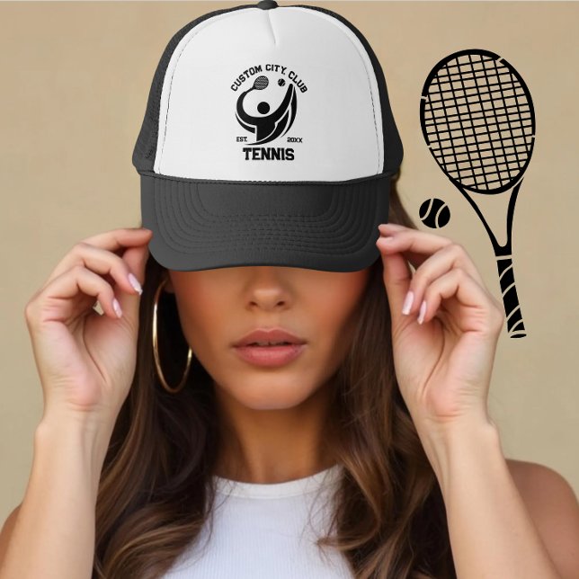 Personalised Tennis Club & City Name Gift Idea Trucker Hat (Creator Uploaded)