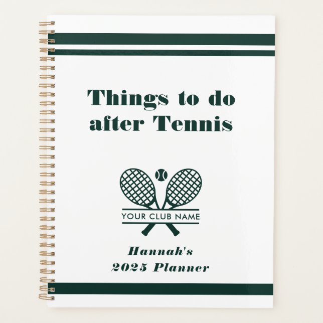 Personalised Tennis Club Name Team Players 2025 Planner (Front)