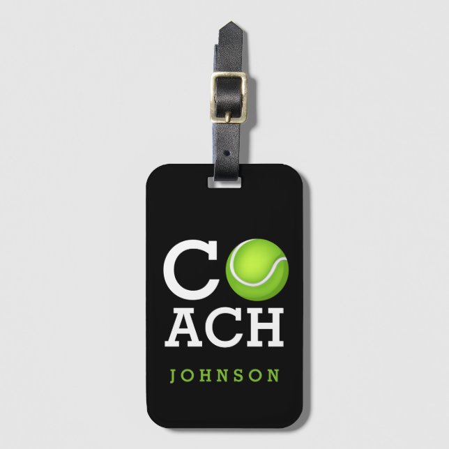 Personalised Tennis Coach Luggage Tag (Front Vertical)