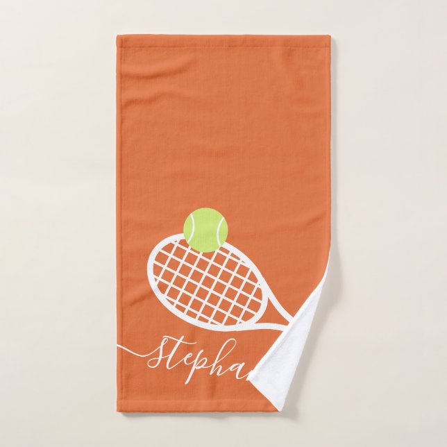 Personalised Tennis Girls Name Clay Court Colour Hand Towel (Hand Towel)