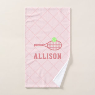 Personalised Tennis Girls Name Pink Hand Towel
