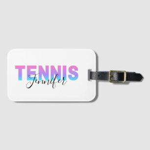 Personalised Tennis Girls Name Team Ombre Gradient Luggage Tag