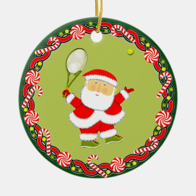 Personalised Tennis Holiday Gift Ceramic Ornament (Front)