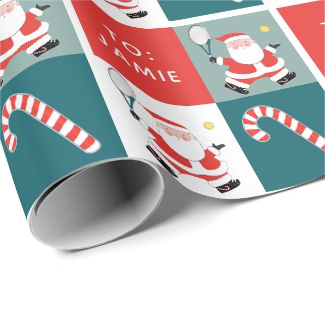 Personalised Tennis Holiday Gift Wrapping Paper (Roll Corner)