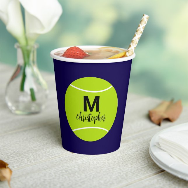 Personalised Tennis Monogram Initial Name Paper Cups (Insitu)