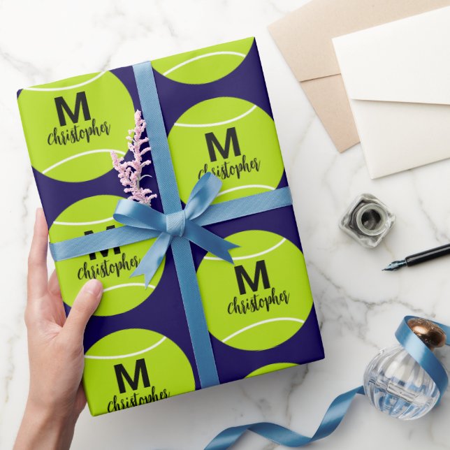 Personalised Tennis Monogram Initial Name Wrapping Paper (Gifting)