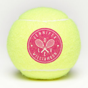Personalised Tennis Monogram Name Love   Pink Tennis Balls