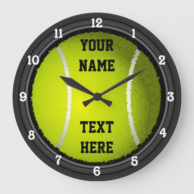 Personalised Tennis Name and Text Large Clock (Front)