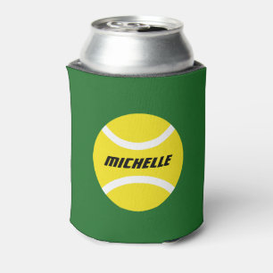 Personalised tennis party bottle and can coolers