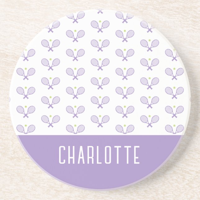 Personalised Tennis Pattern Custom Name Tennis Coaster (Front)