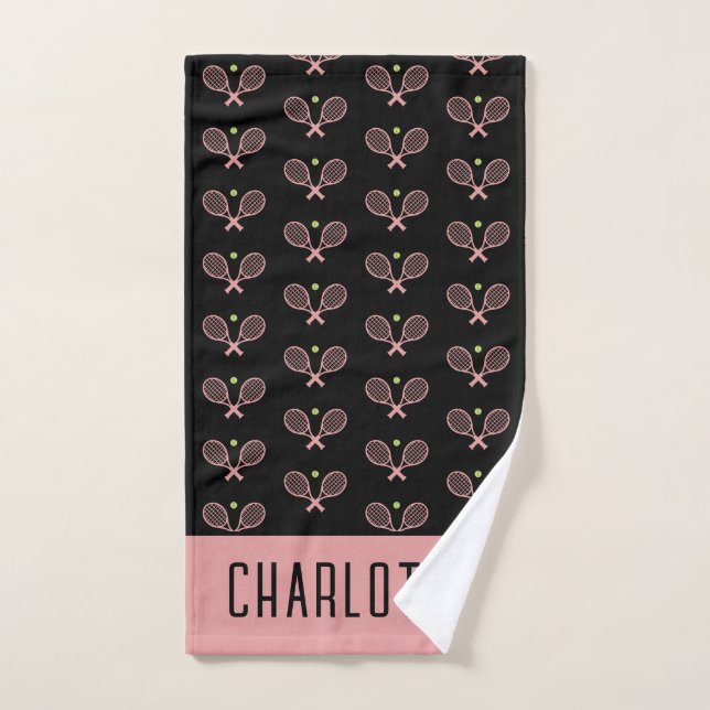 Personalised Tennis Pattern Custom Name Tennis Hand Towel (Hand Towel)