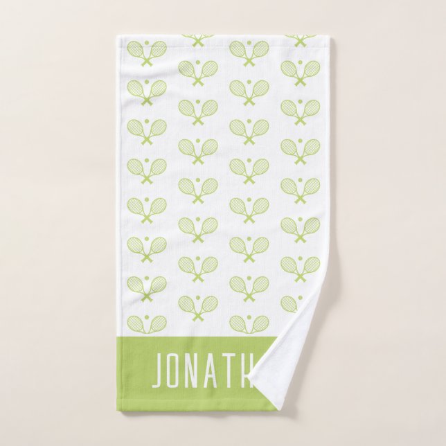 Personalised Tennis Pattern Custom Name Tennis Hand Towel (Hand Towel)