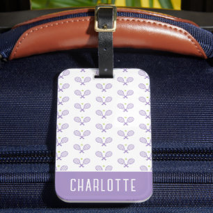 Personalised Tennis Pattern Custom Name Tennis Luggage Tag