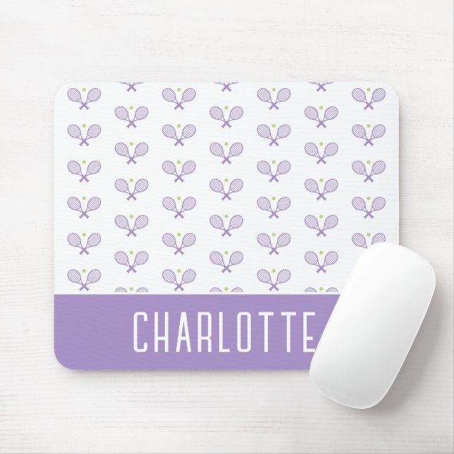 Personalised Tennis Pattern Custom Name Tennis Mouse Pad (With Mouse)