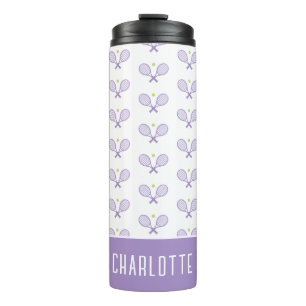 Personalised Tennis Pattern Custom Name Tennis Thermal Tumbler