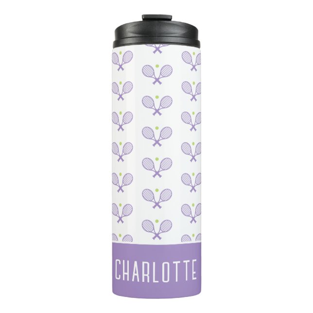 Personalised Tennis Pattern Custom Name Tennis Thermal Tumbler (Front)
