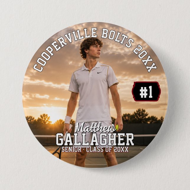Personalised Tennis Photo Button (Front)