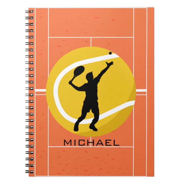 Personalised Tennis Player Coach Serving Sports Notebook (Front)