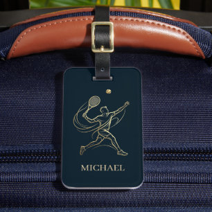 Personalised Tennis Player Coaches Dark Blue Luggage Tag