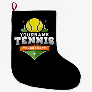 Personalised Tennis Player NAME Varsity Tournament Large Christmas Stocking