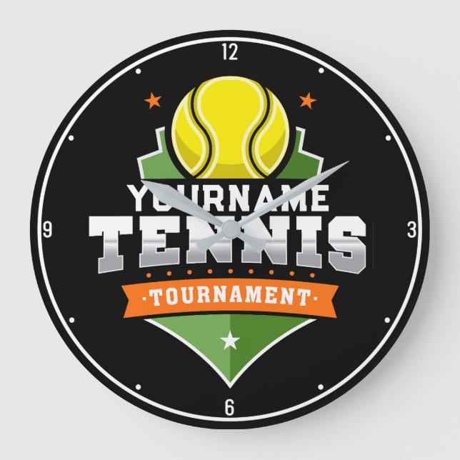 Personalised Tennis Player NAME Varsity Tournament Large Clock (Front)