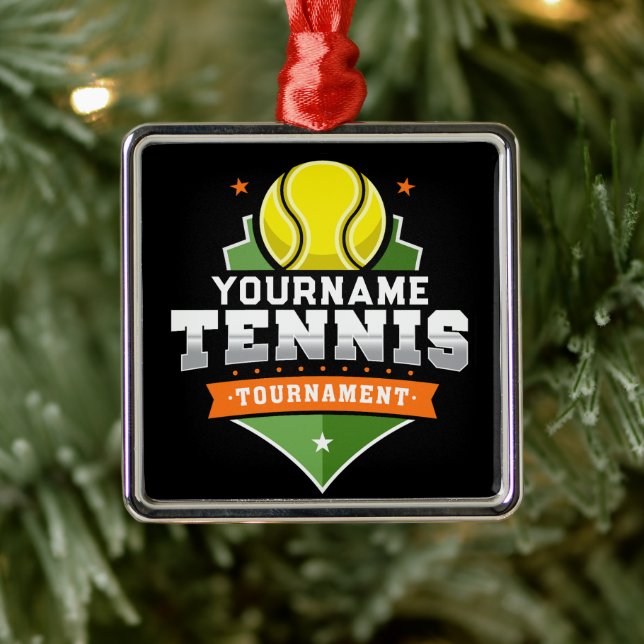 Personalised Tennis Player NAME Varsity Tournament Metal Ornament (Tree)