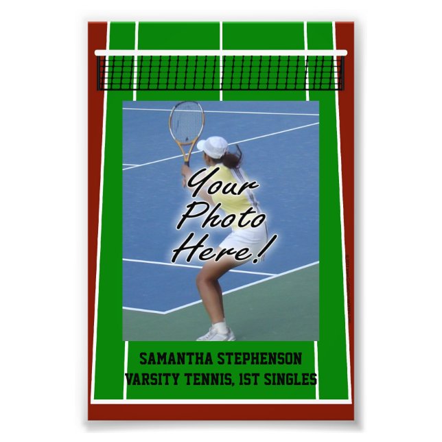Personalised Tennis Player Photo Border Template Print (Front)